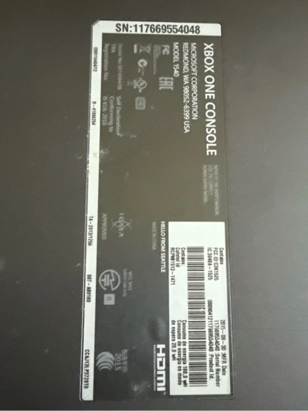 Microsoft Xbox One Console - Black and White Split Finish